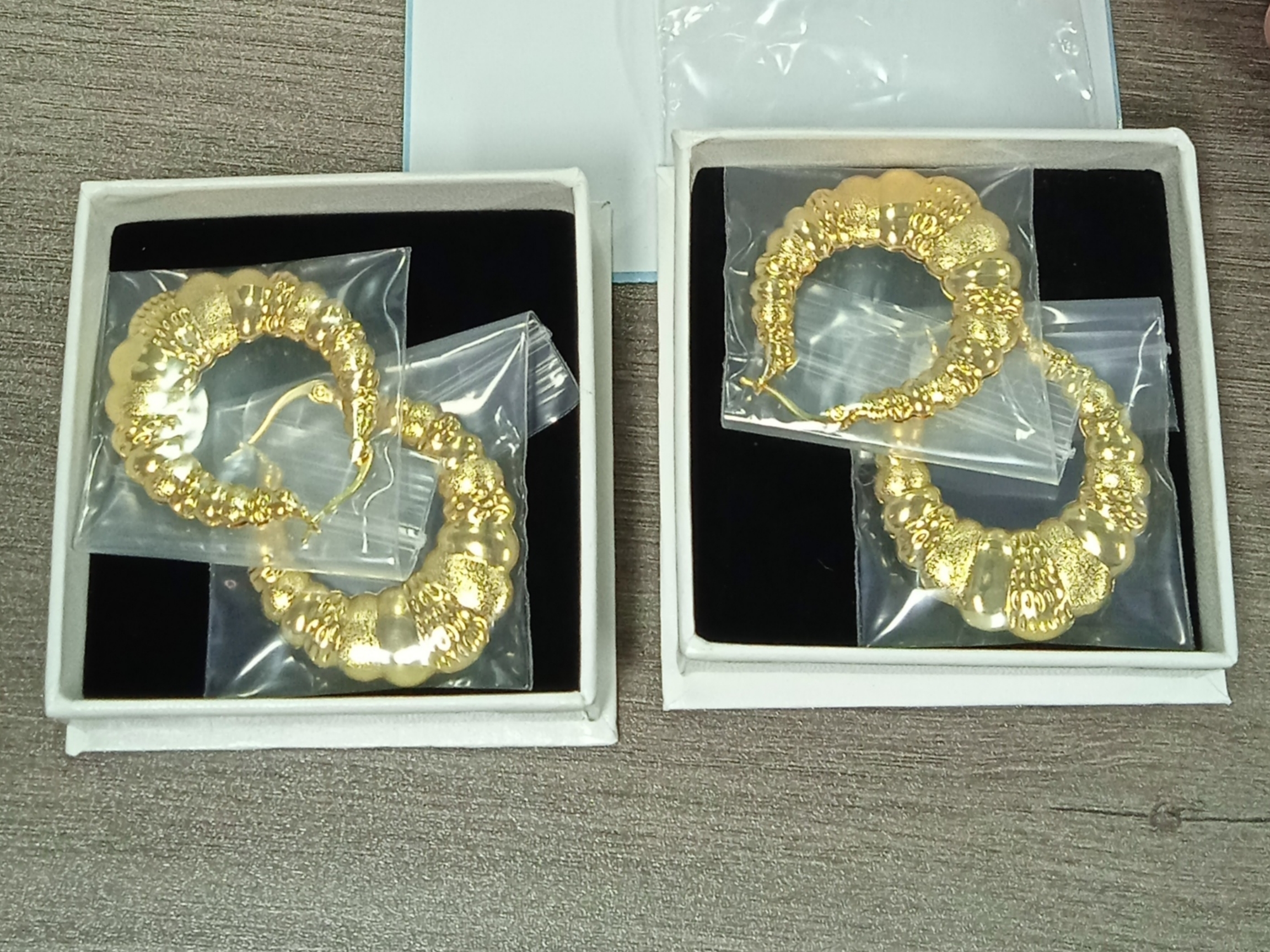 Graduated Diamond Cut Bamboo Earrings Gold Plated Earrings