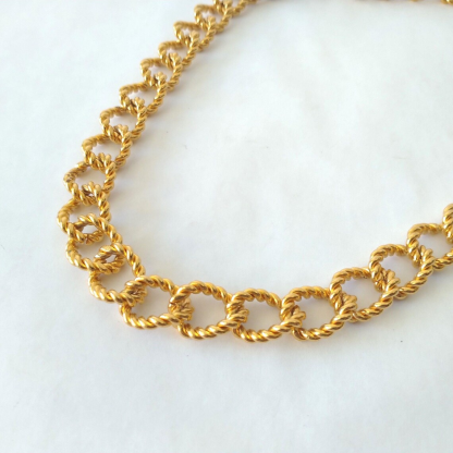 Vintage Style Gold Plated Twisted Curb Link Chain Necklace