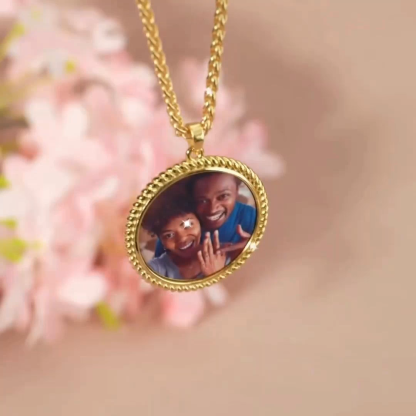 Photo Round Personalized Custom Hip Hop Necklace 
