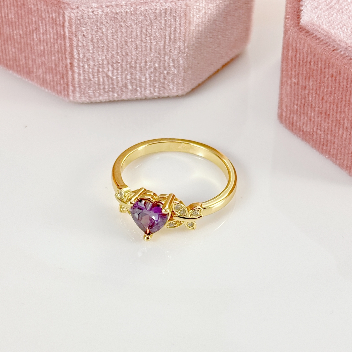 Heart Shape Gemstone Butterfly Ring