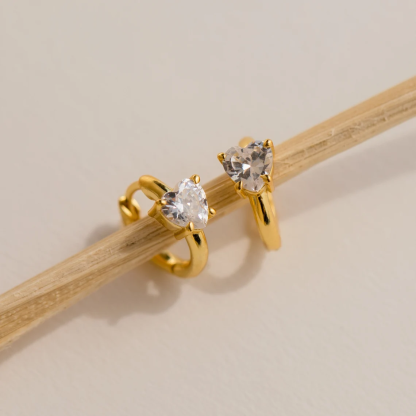 Heart Birthstone Personalized Hoop Earrings Huggie Earrings