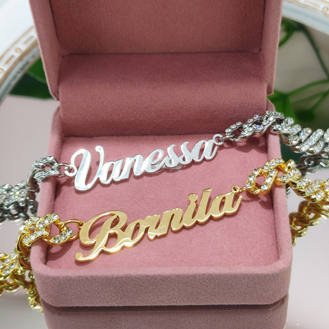 Iced Out Nameplate Cuban Chain Name Necklace
