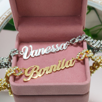 Iced Out Nameplate Cuban Chain Name Necklace