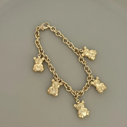 Gold Plated Teddy Bear Pendant Bracelet