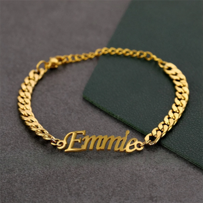 Personalized Gold Plated Nameplate Anklet Curb Chain