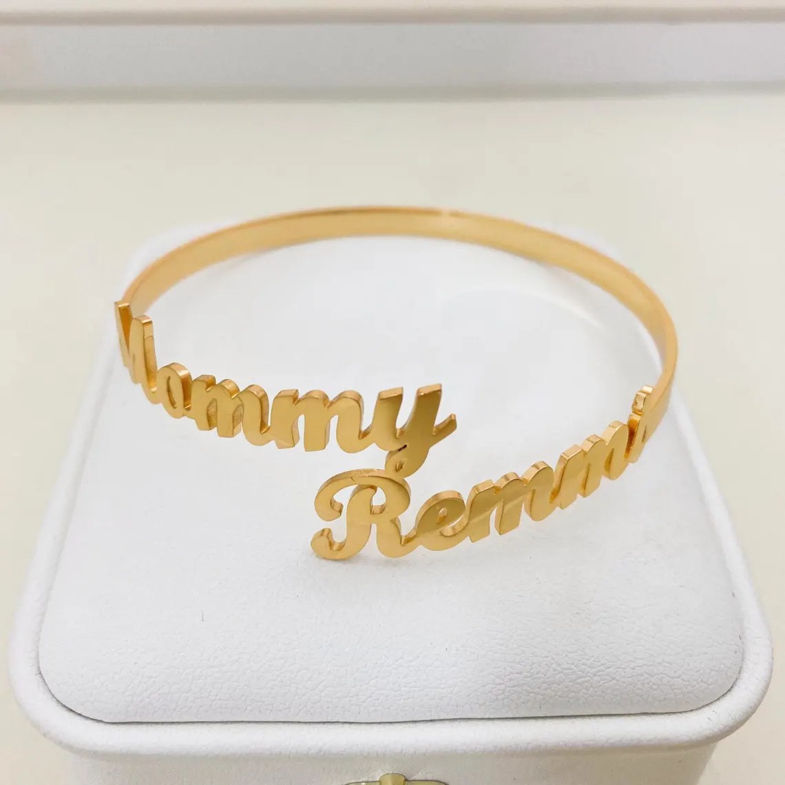 Gold Plated Two Names Custom Couple Bangle Bracelet