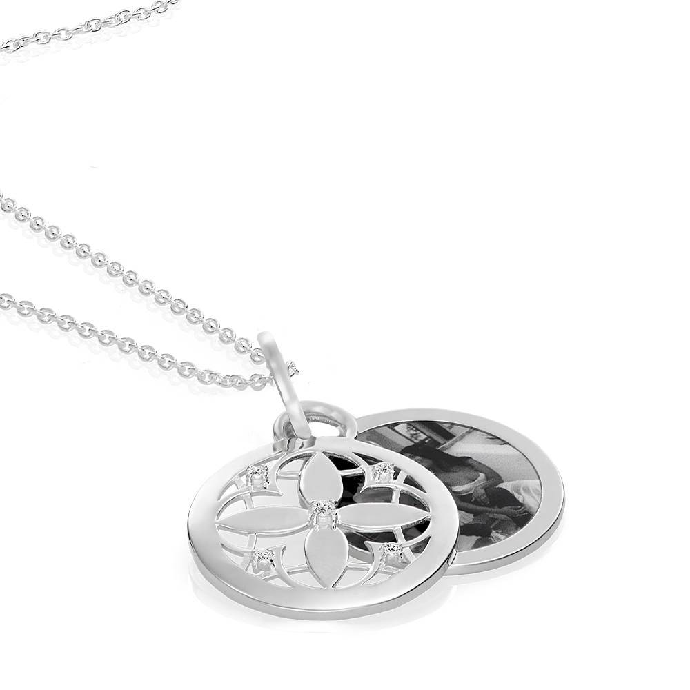 Personalized Floret Pendant Photo Necklace Gold Plated