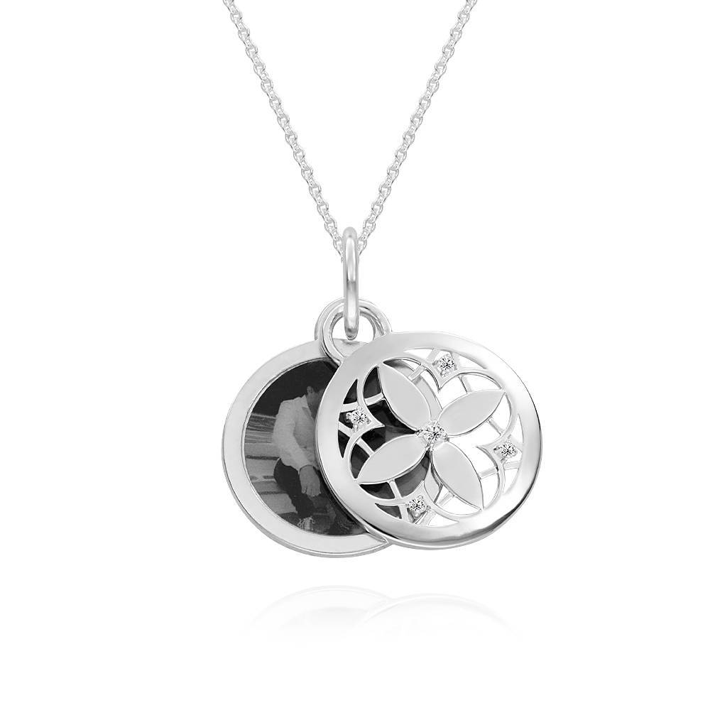 Personalized Floret Pendant Photo Necklace Gold Plated