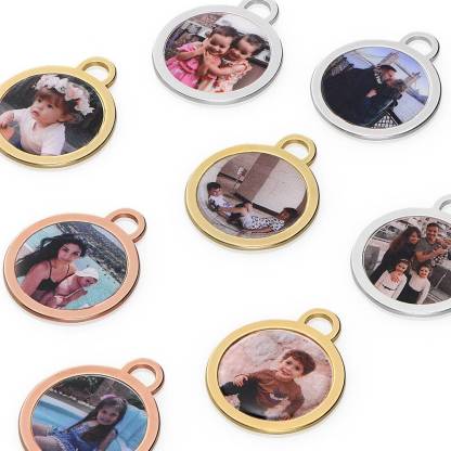 Personalized Floret Pendant Photo Necklace Gold Plated
