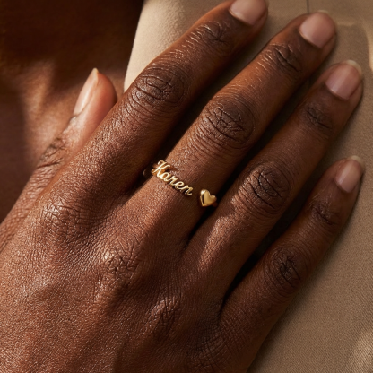 Personalized Heart Name Ring Open Ring Gift For Her