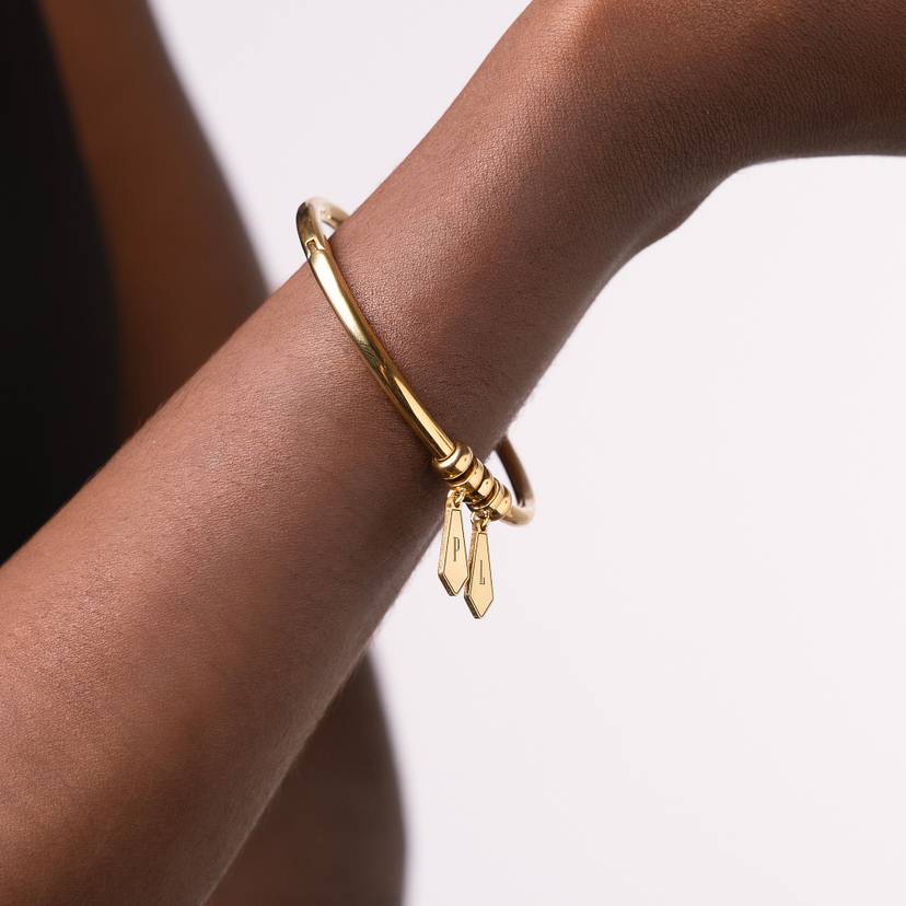Drop Initial Bangle Bracelet Custom Initial Bracelet