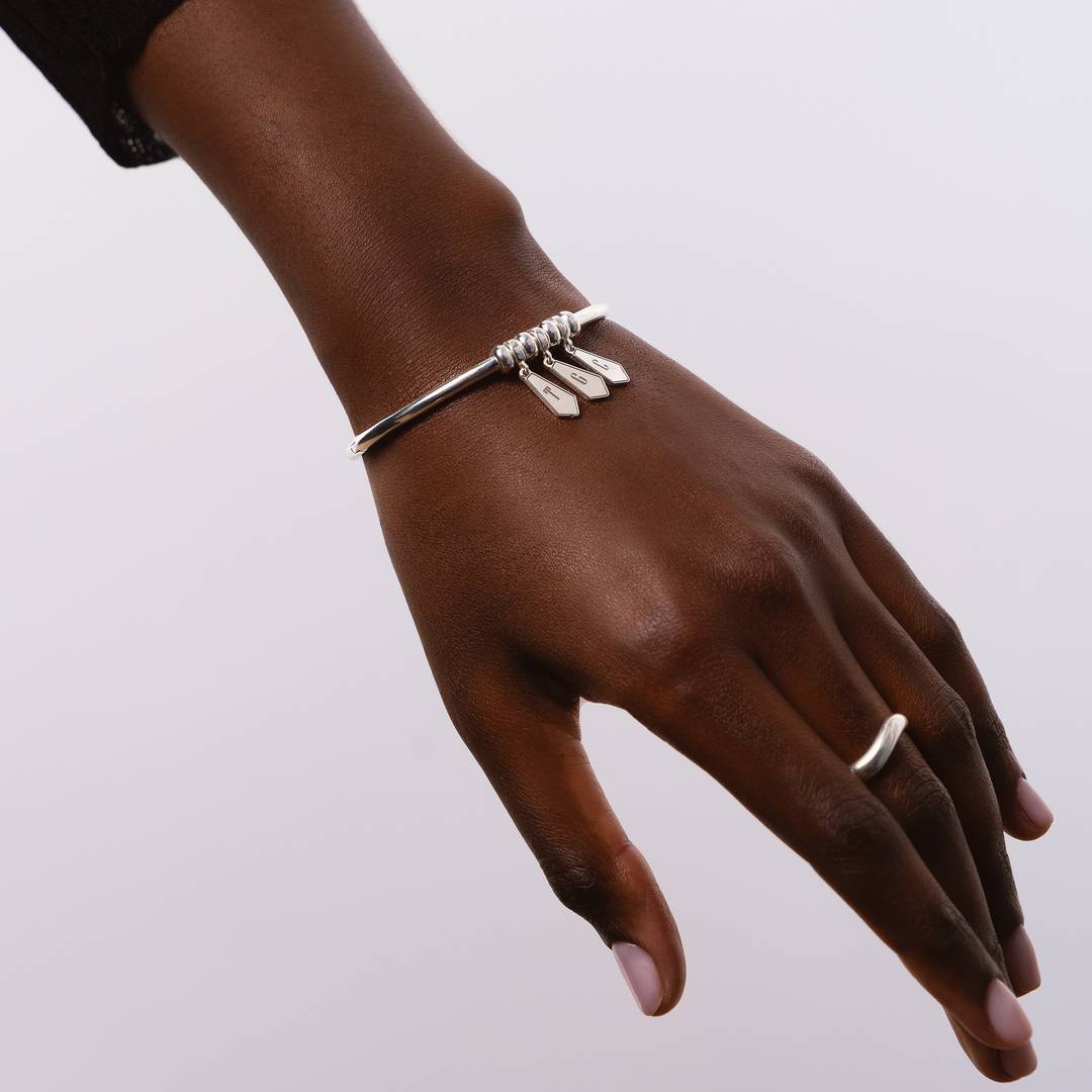 Drop Initial Bangle Bracelet Custom Initial Bracelet