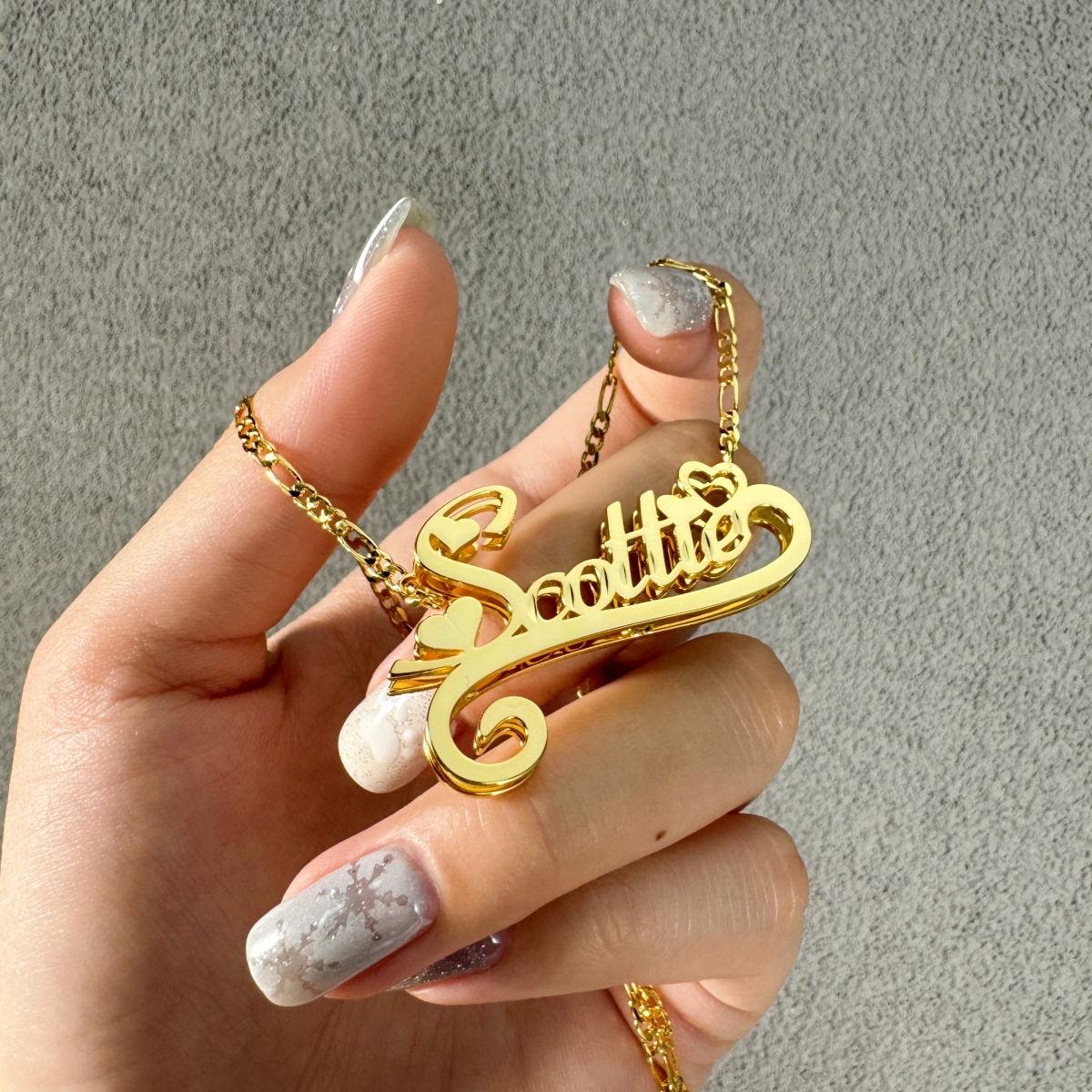 Double Plate Personalized Nameplate 3D Necklace With Heart Valentine's Day Gift