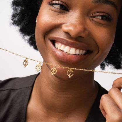 Halo Multi Initial Necklace with Diamonds Personalized Name Necklace