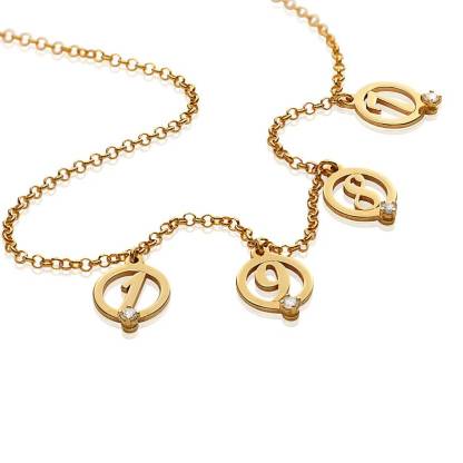 Halo Multi Initial Necklace with Diamonds Personalized Name Necklace