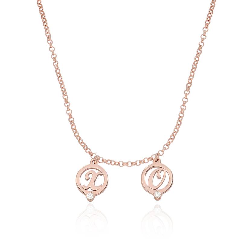 Halo Multi Initial Necklace with Diamonds Personalized Name Necklace