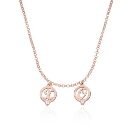 Halo Multi Initial Necklace with Diamonds Personalized Name Necklace