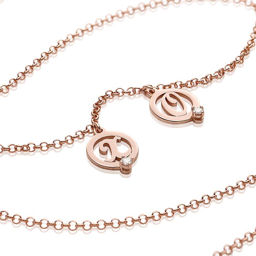Halo Multi Initial Necklace with Diamonds Personalized Name Necklace