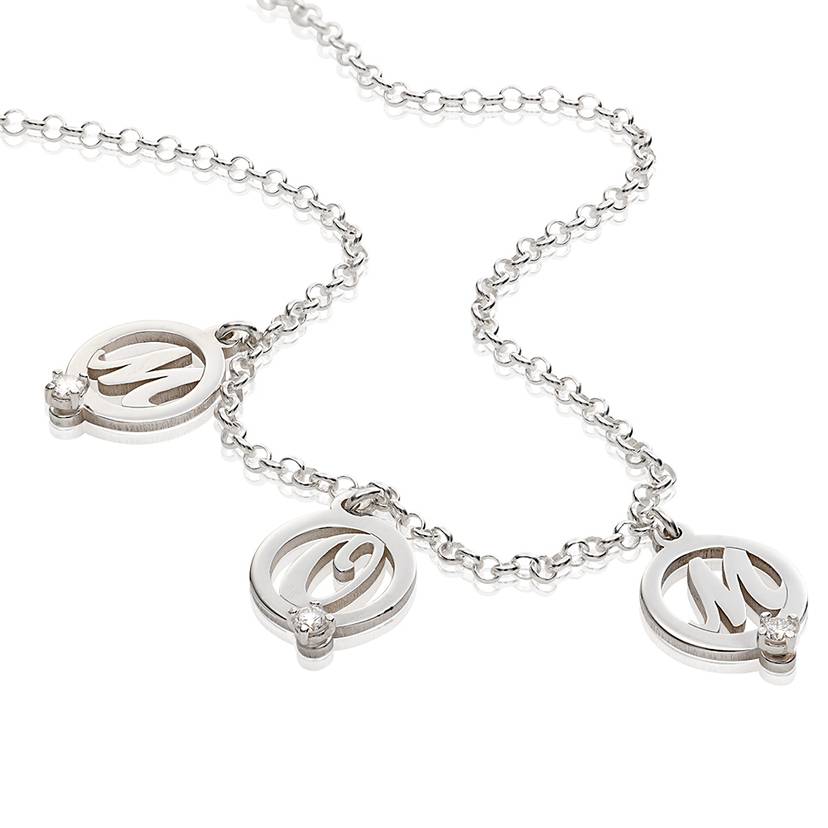 Halo Multi Initial Necklace with Diamonds Personalized Name Necklace