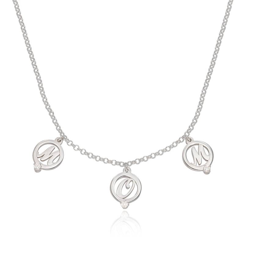 Halo Multi Initial Necklace with Diamonds Personalized Name Necklace