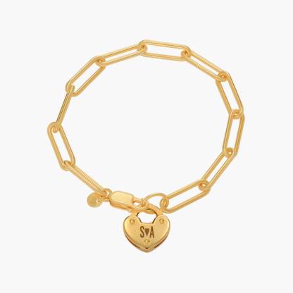 Heart Charm Lock Bracelet Custom Gold Plated Engraved Bracelet
