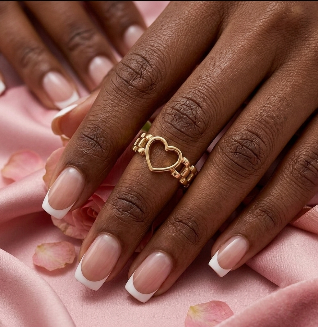 Rx Chain Style Heart Ring Gold Plated