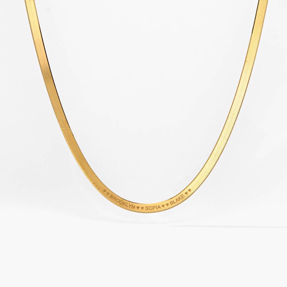 Herringbone Chain Engraved Necklace
