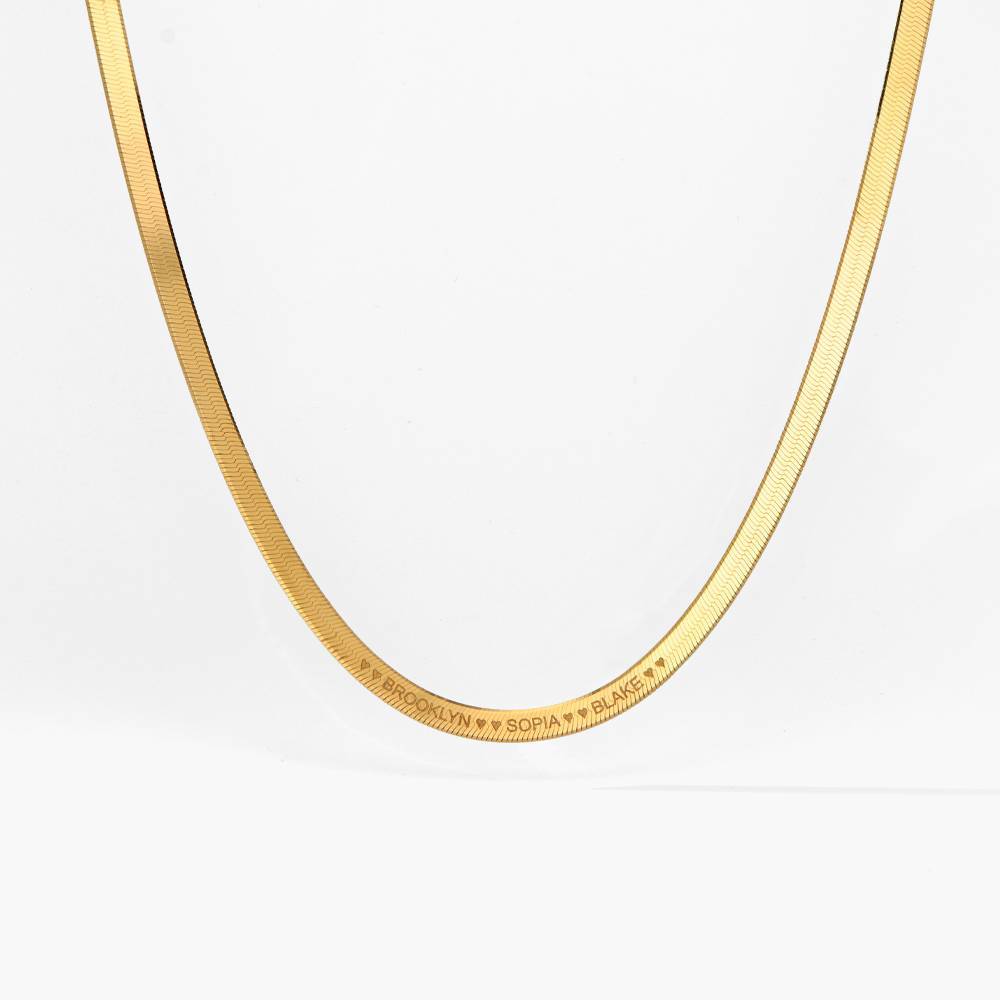 Herringbone Chain Engraved Necklace