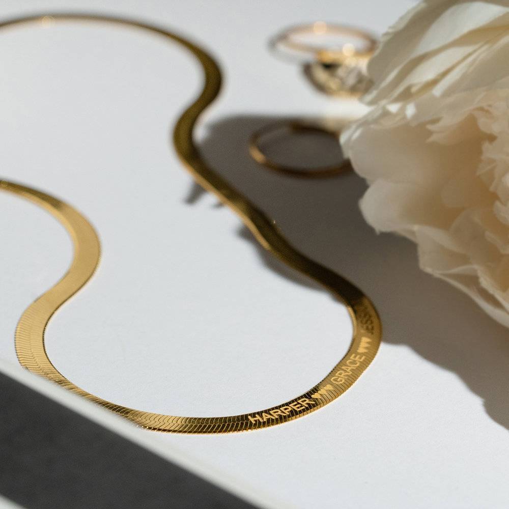Herringbone Chain Engraved Necklace