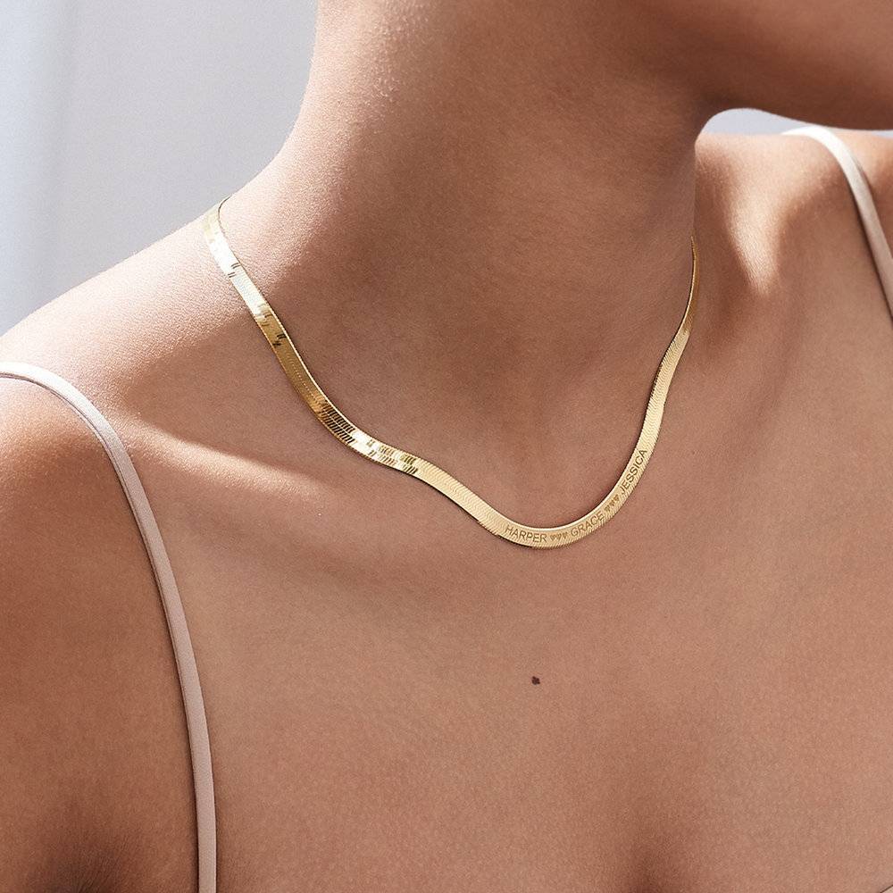 Herringbone Chain Engraved Necklace