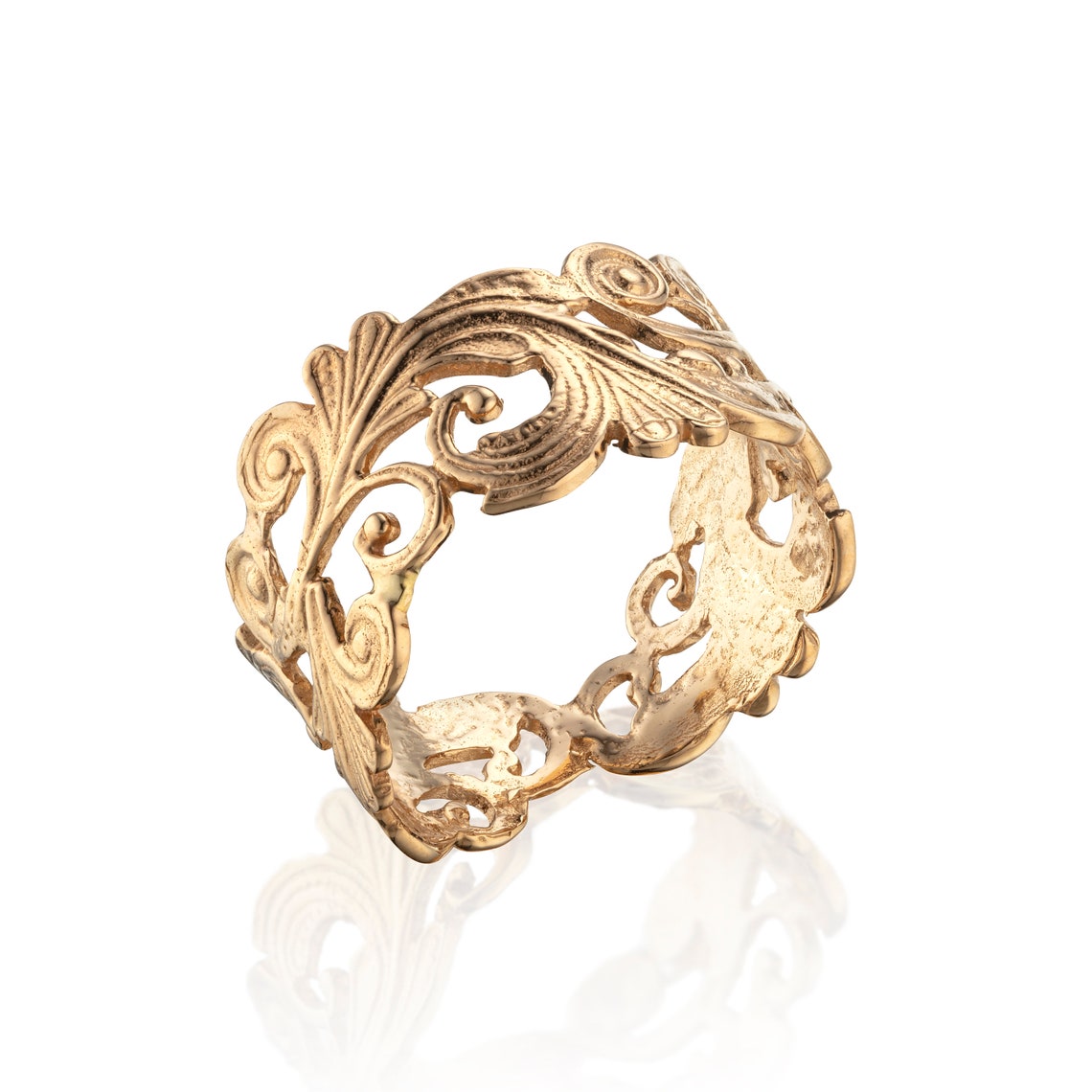 Wedding Ring Gold Plated Vintage Style Bridal Ring