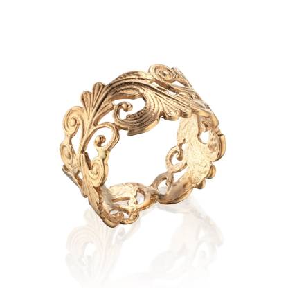 Wedding Ring Gold Plated Vintage Style Bridal Ring