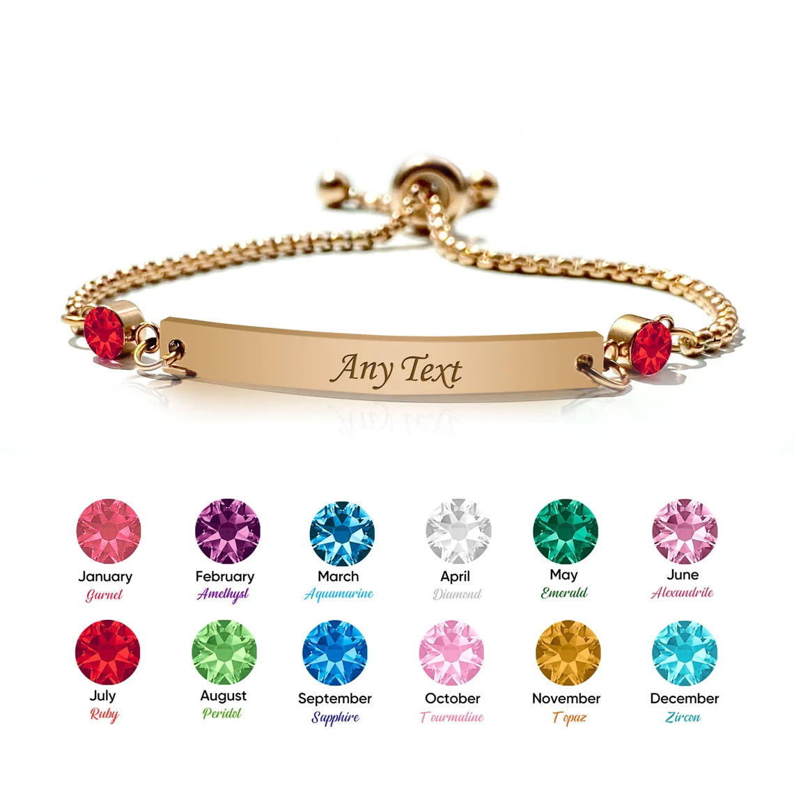 Personalized Birthstone Name Bracelets Engraved Bar Bracelet For Her