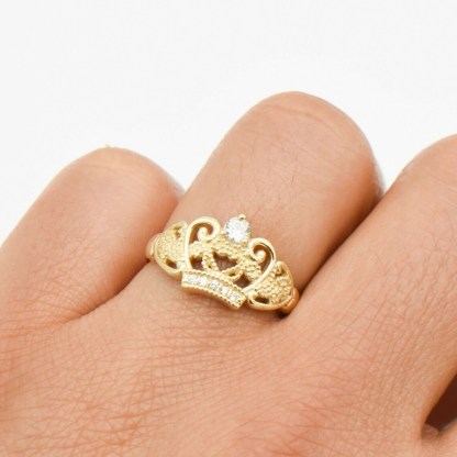 Zircon Crown Ring Cutom Engraved Ring 