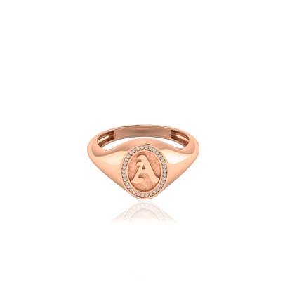 Old English Font Initial Signet Ring 