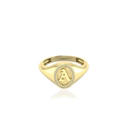 Old English Font Initial Signet Ring 