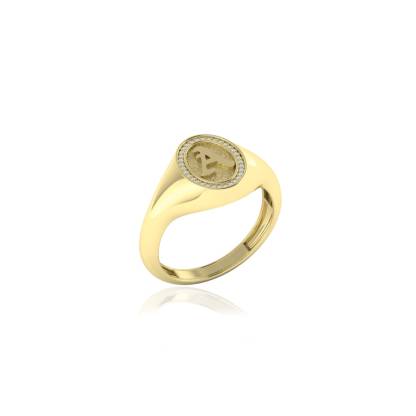 Old English Font Initial Signet Ring 