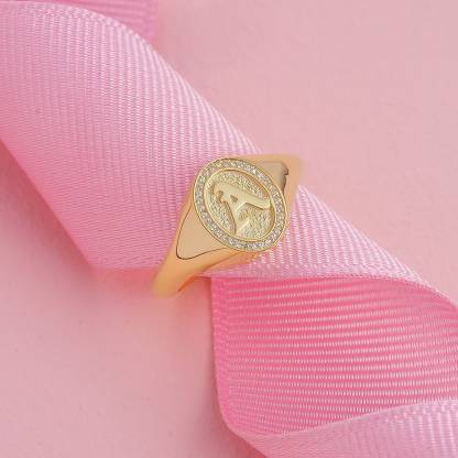 Old English Font Initial Signet Ring 