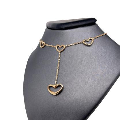 High Polished Heart Charm Drop Necklace