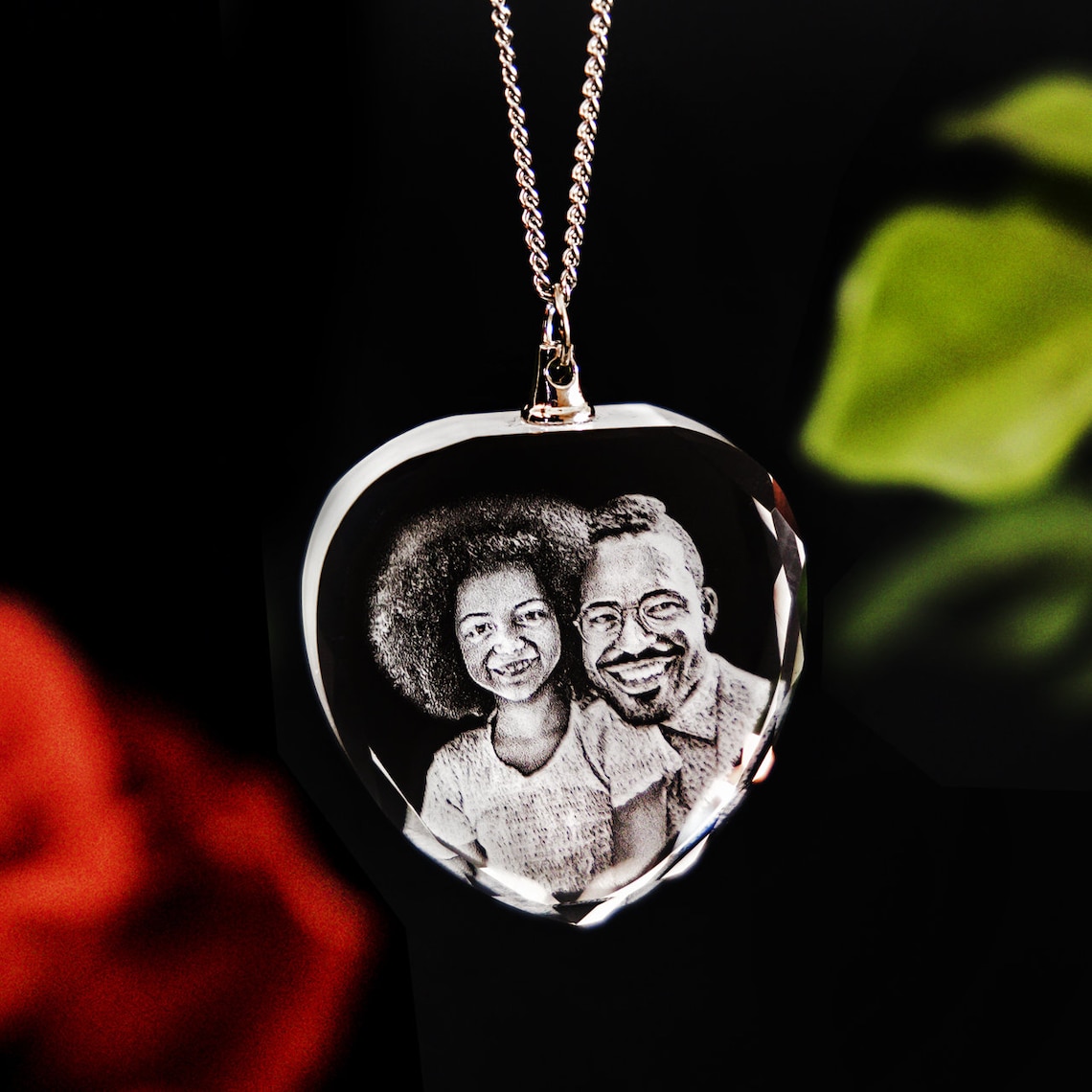 Crystal Memorial Necklace With 3D Picture Inside Custom Photo Necklace