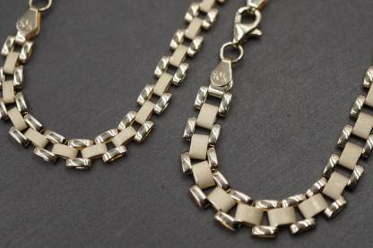 Rolex Style Link Chain Gold Plated Bracelet 5.3mm 6.3mm Width
