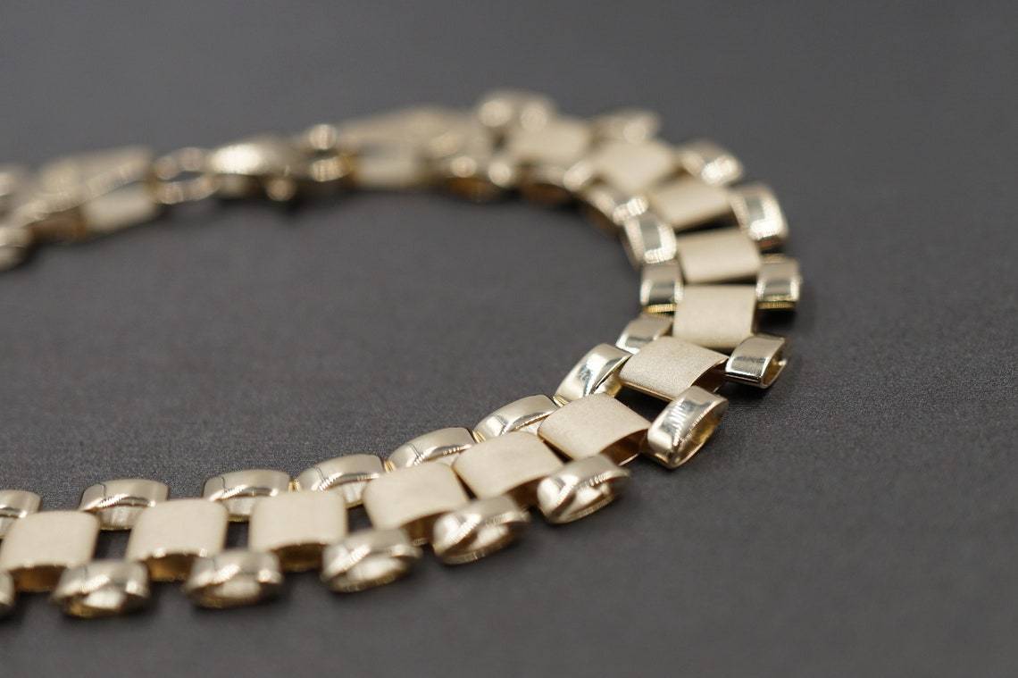 8.3mm Width Rolex Style Link Chain Gold Plated Bracelet