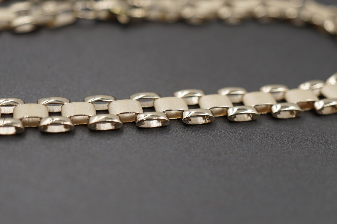 Rolex Style Link Chain Gold Plated Bracelet 5.3mm 6.3mm Width