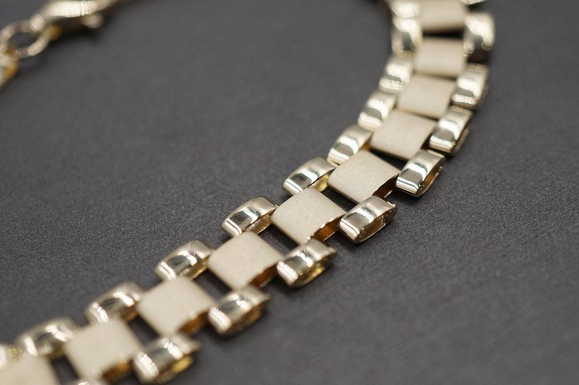 8.3mm Width Rolex Style Link Chain Gold Plated Bracelet