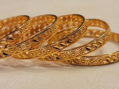 Hollow Flower And Leaf Bangle Gold Plated Bracelet