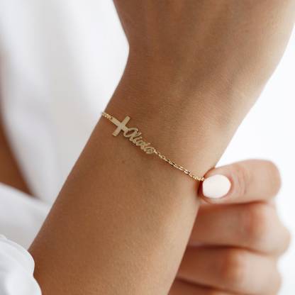 Cross Name Bracelet Personalized Name Bracelet Christian Gifts