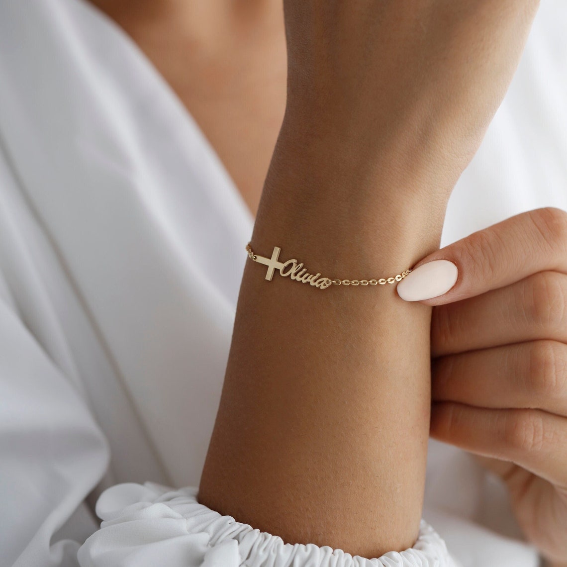 Cross Name Bracelet Personalized Name Bracelet Christian Gifts