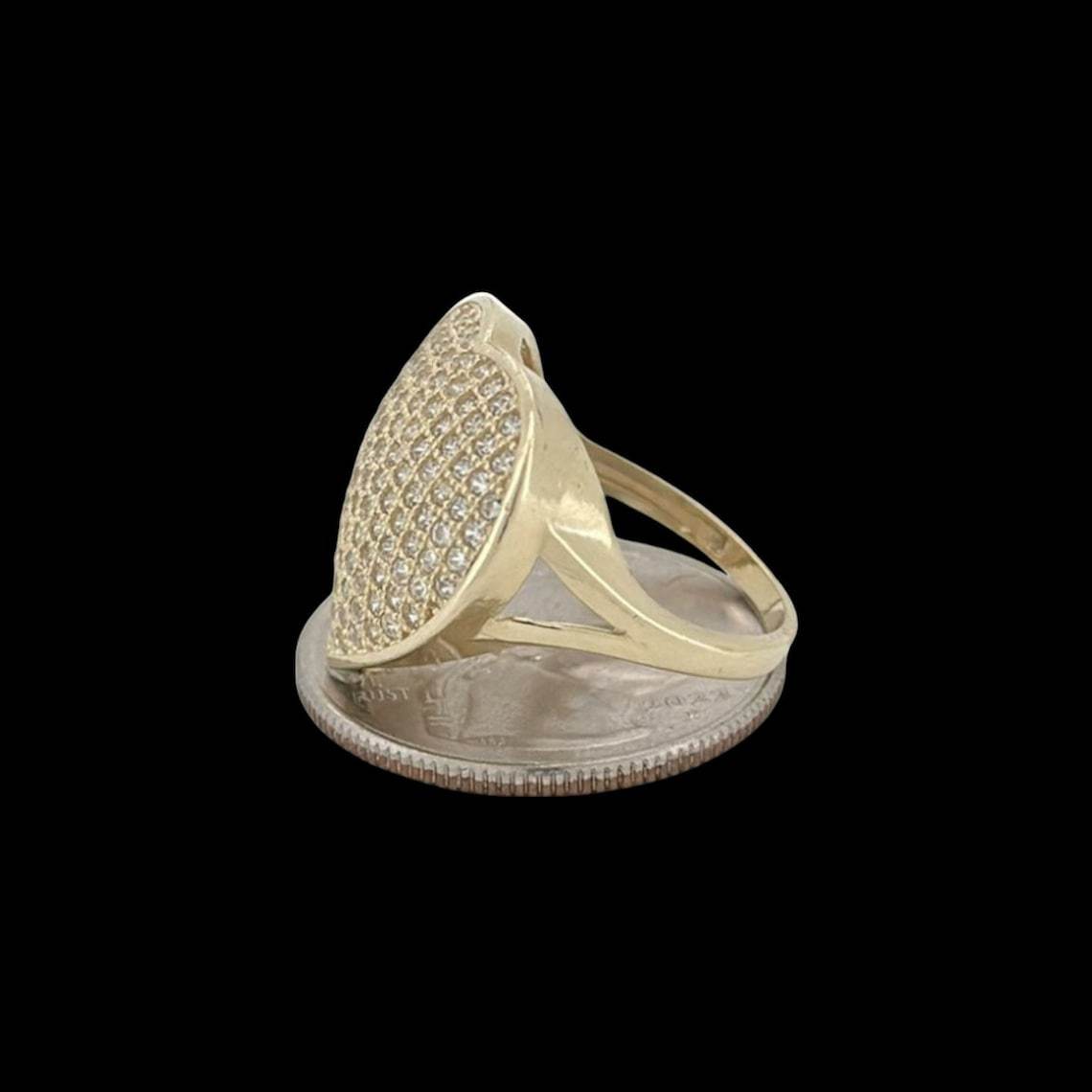 Zircon Heart Gold Plated Engraved Ring