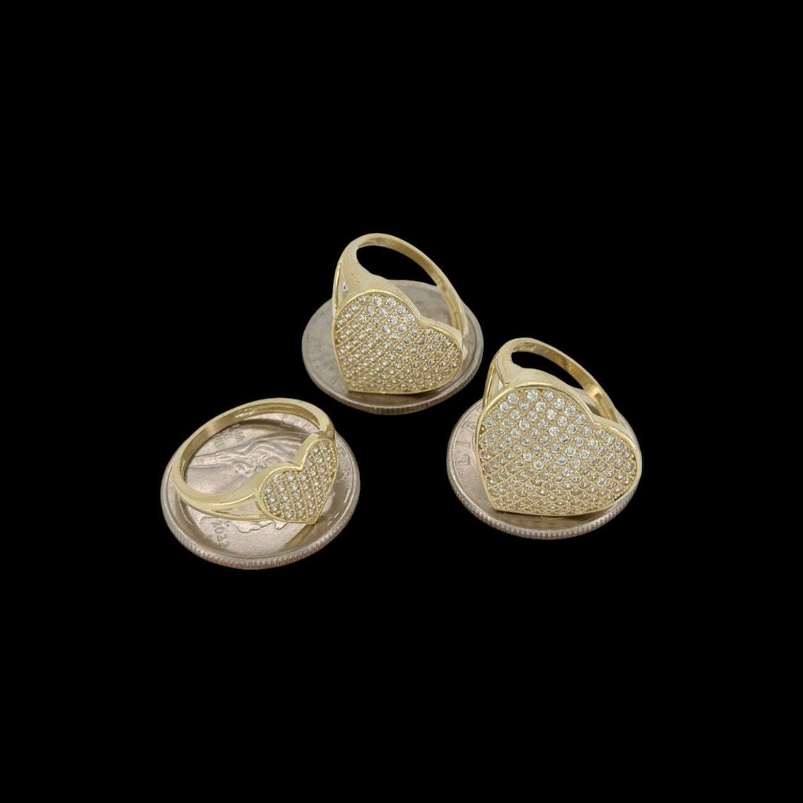 Zircon Heart Gold Plated Engraved Ring