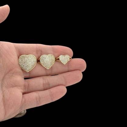 Zircon Heart Gold Plated Engraved Ring